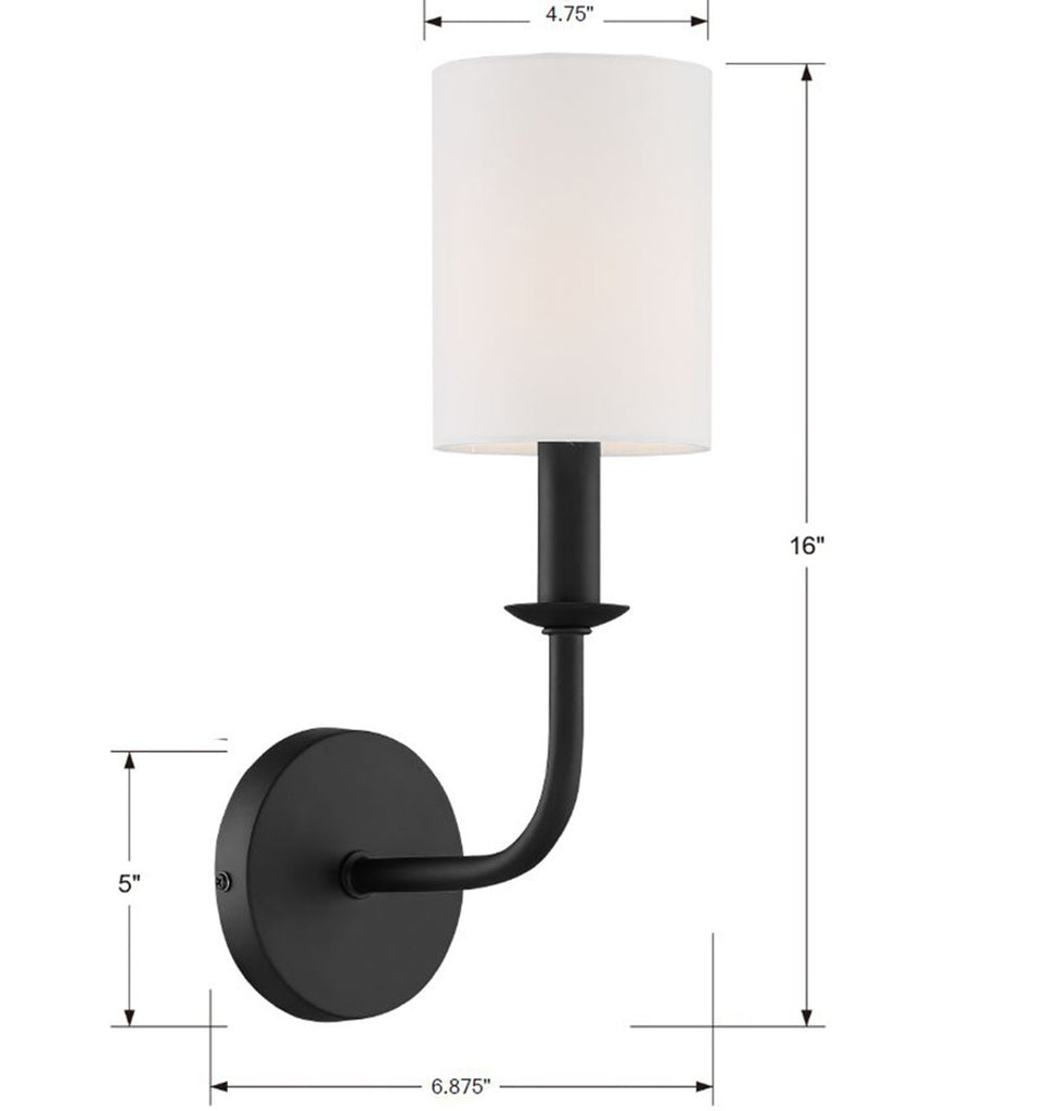 Crystorama Crystorama Bailey 1 Light Matte Black Sconce