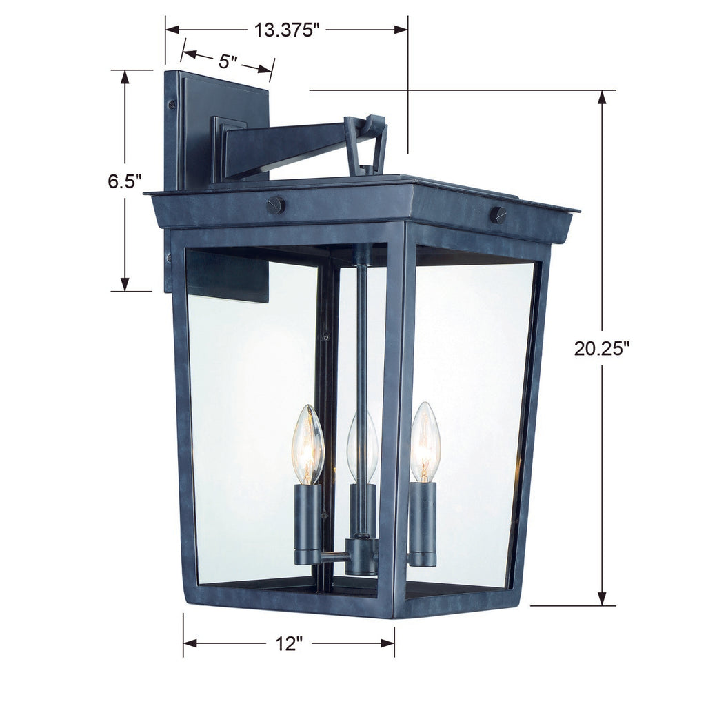 Crystorama Crystorama Belmont 3 Light Graphite Outdoor Sconce