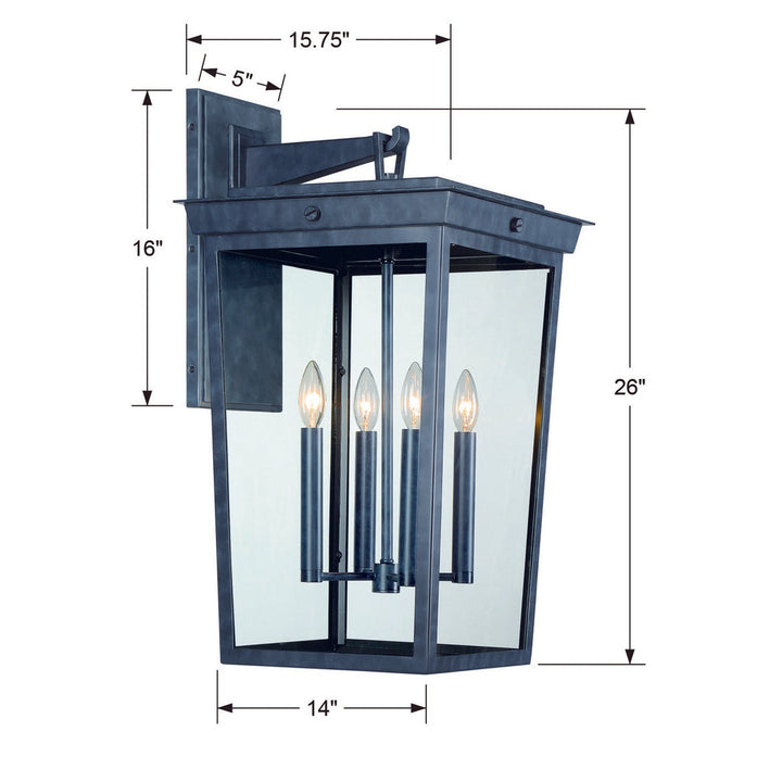 Crystorama Crystorama Belmont 4 Light Graphite Outdoor Sconce