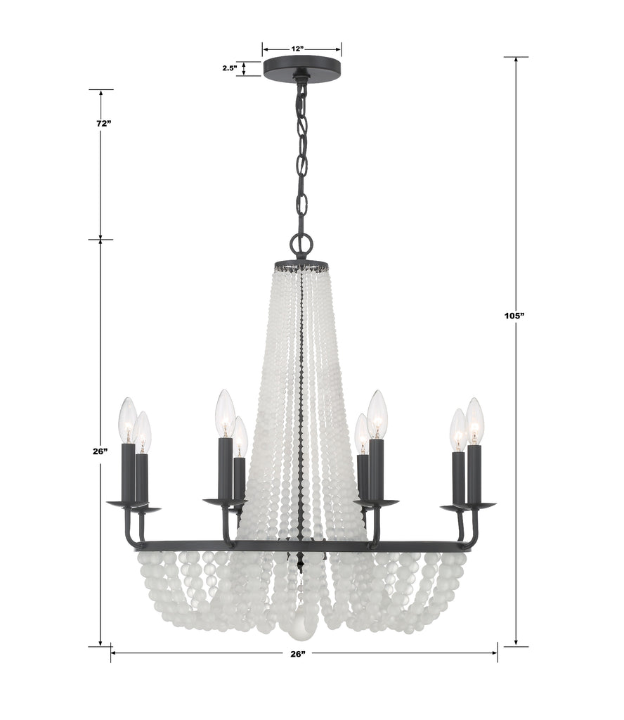 Crystorama Crystorama Bella 8 Light Matte Black Chandelier
