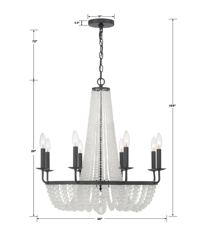 Crystorama Crystorama Bella 8 Light Matte Black Chandelier