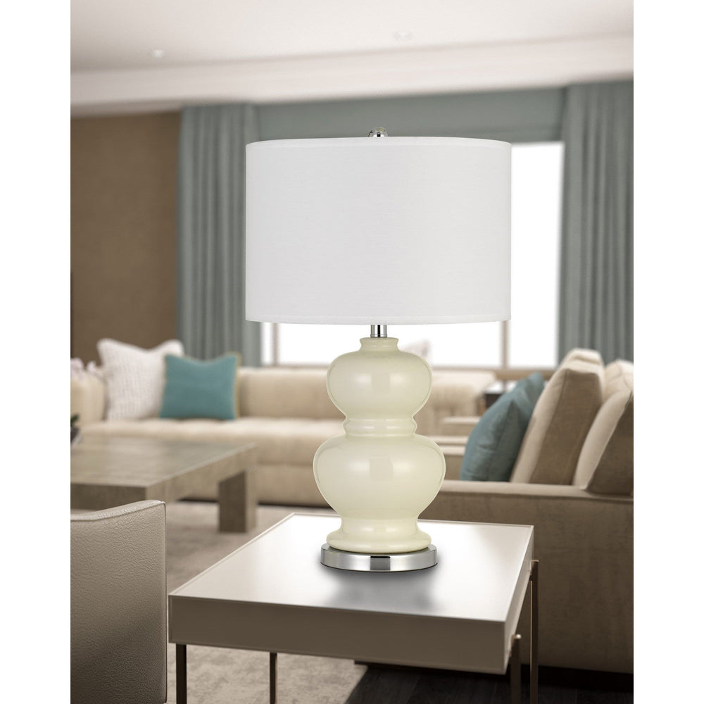 BERGAMO CERAMIC TABLE LAMP WITH HARDBACK WHITE FABRIC SHADE (SOLD AND PRICED AS PAIRS) Cal Lighting