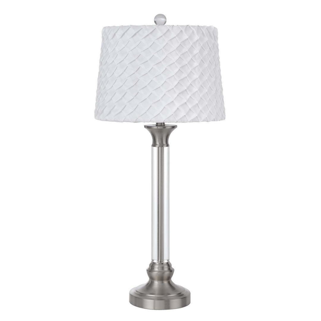 150W 3 WAY RUSTON CRYSTAL/METAL TABLE LAMP WITH PLEATED HARDBACK SHADE Cal Lighting