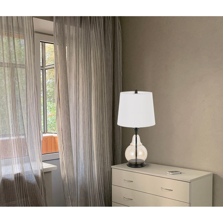 150W 3 WAY KITTERY GLASS TABLE LAMP WITH HARDBACK FABRIC SHADE Cal Lighting