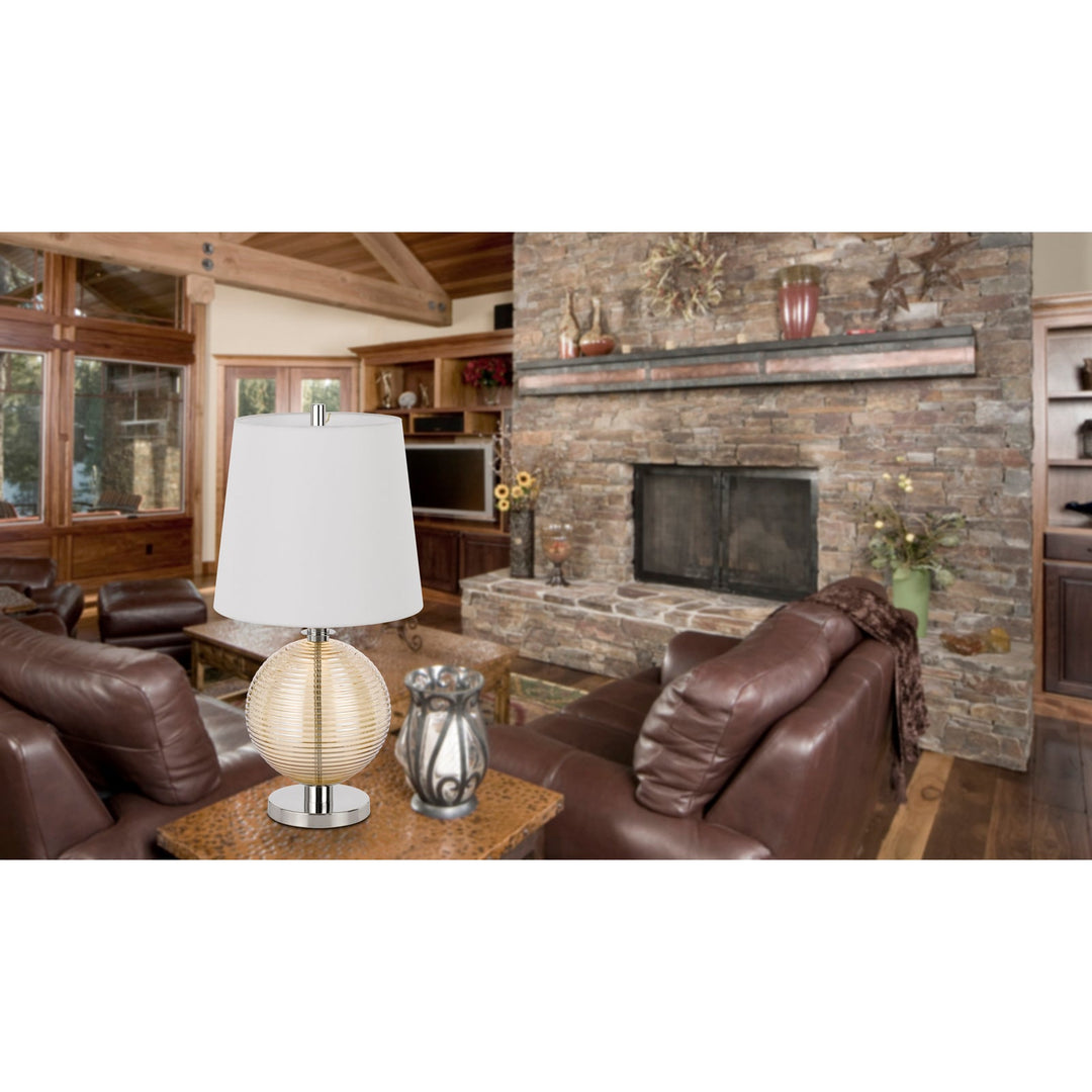 150W 3 WAY SALISBURY GLASS TABLE LAMP WITH HARDBACK FABRIC SHADE Cal Lighting