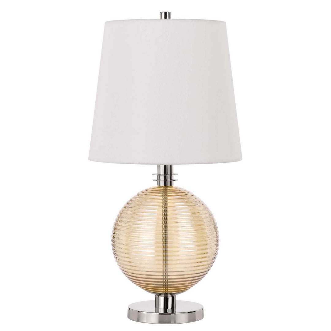 150W 3 WAY SALISBURY GLASS TABLE LAMP WITH HARDBACK FABRIC SHADE Cal Lighting