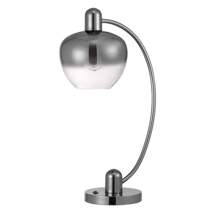 40W BROOKLINE METAL ARC TABLE LAMP WITH ELECTORAL PLATED SMOKED GLASS SHADE AND ON OFF ROCKER SWITCH Cal Lighting