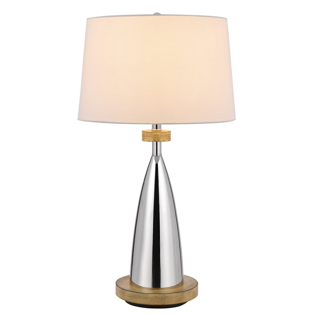 150W 3 WAY LOCKPORT METAL TABLE LAMP WITH FAUX WOOD FINISH Cal Lighting