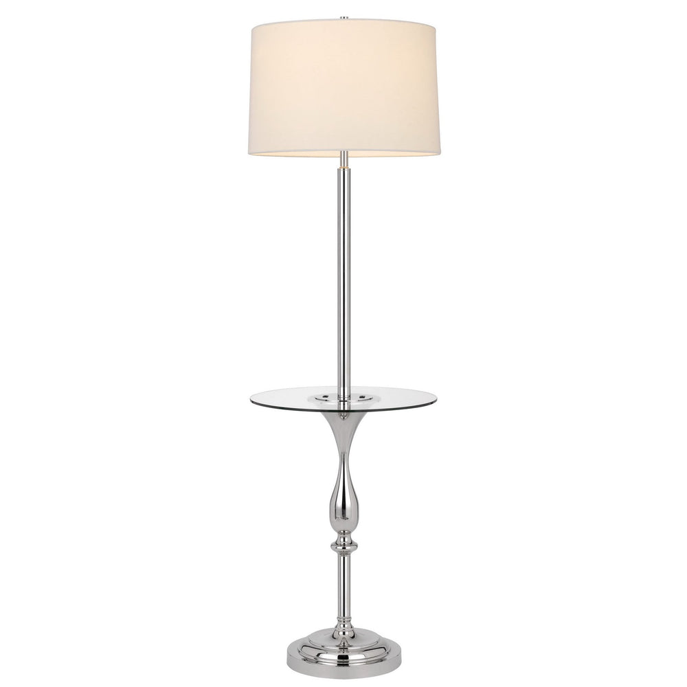 150W 3 WAY STURGIS METAL FLOOR LAMP WITH GLASS TRAY TABLE AND 1 USB AND 1 TYPE C USB CHARGING PORTS AND RUBBER WOOD BASE Cal Lighting