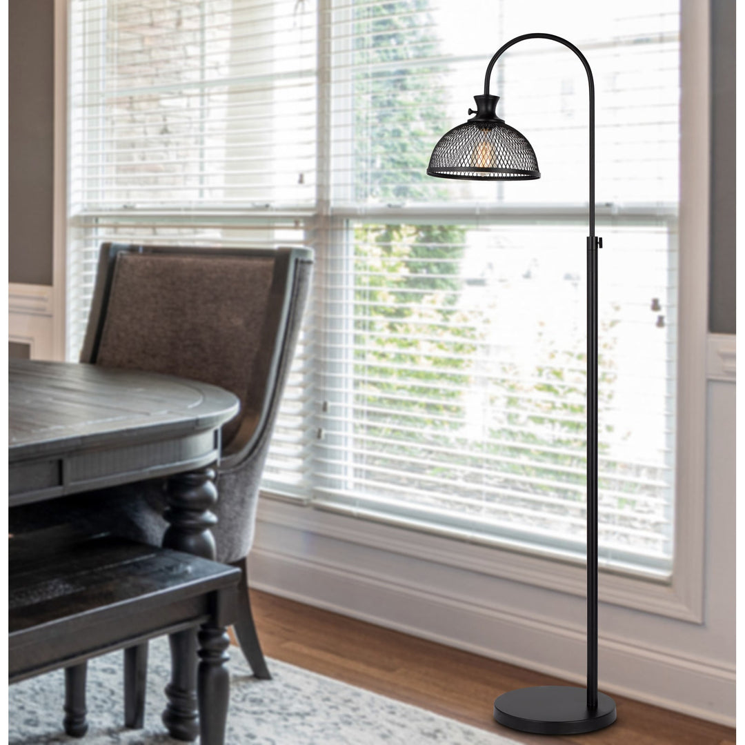 60W LEWISTON METAL DOWNBRIDGE ADJUSTABLE FLOOR LAMP WITH MESH SHADE Cal Lighting