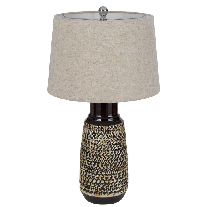 150W 3 WAY SCOTTSBORO CERAMIC TABLE LAMP AND HARDBACK TAPER DRUM SOFT BURLAP SHADE (SOLD AS PAIRS) Cal Lighting