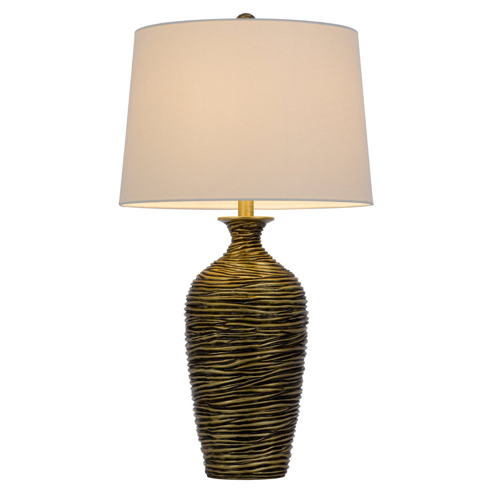 150W 3 WAY AURORA RESIN TABLE LAMP WITH HARDBACK TAPER DRUM FABRIC SHADE (SOLD AS PAIRS) Cal Lighting