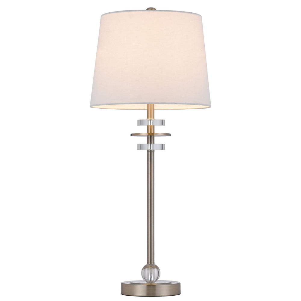 60W SITKA BUFFET LAMP WITH CRYSTAL ACCENT FONT AND HARDBACK TAPER DRUM FABRIC SHADE (SOLD AS PAIRS) Cal Lighting