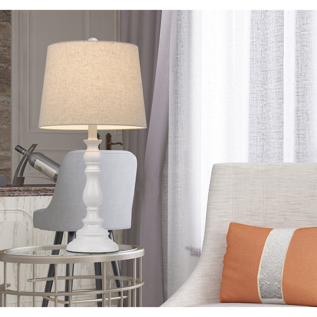 60W CHESTER RESIN TABLE LAMP WITH HARDBACK TAPER DRUM FABRIC SHADE (SOLD AS PAIRS) Cal Lighting