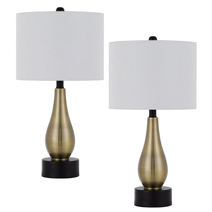 100W ASHLAND METAL TABLE LAMP WITH HARDBACK DRUM FABRIC SHADE (SOLD AS PAIRS) Cal Lighting