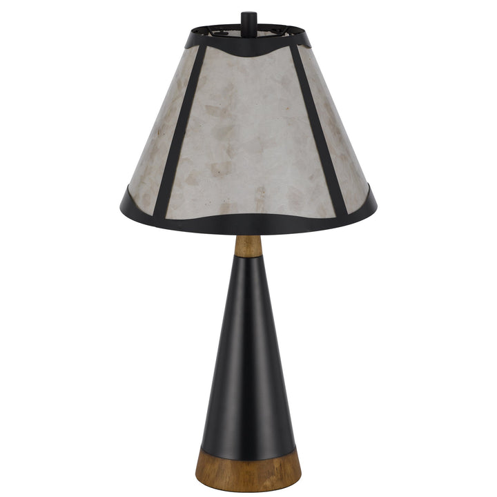 150W 3 WAY CLEMENTE METAL/BIRCH WOOD MICA TABLE LAMP Cal Lighting