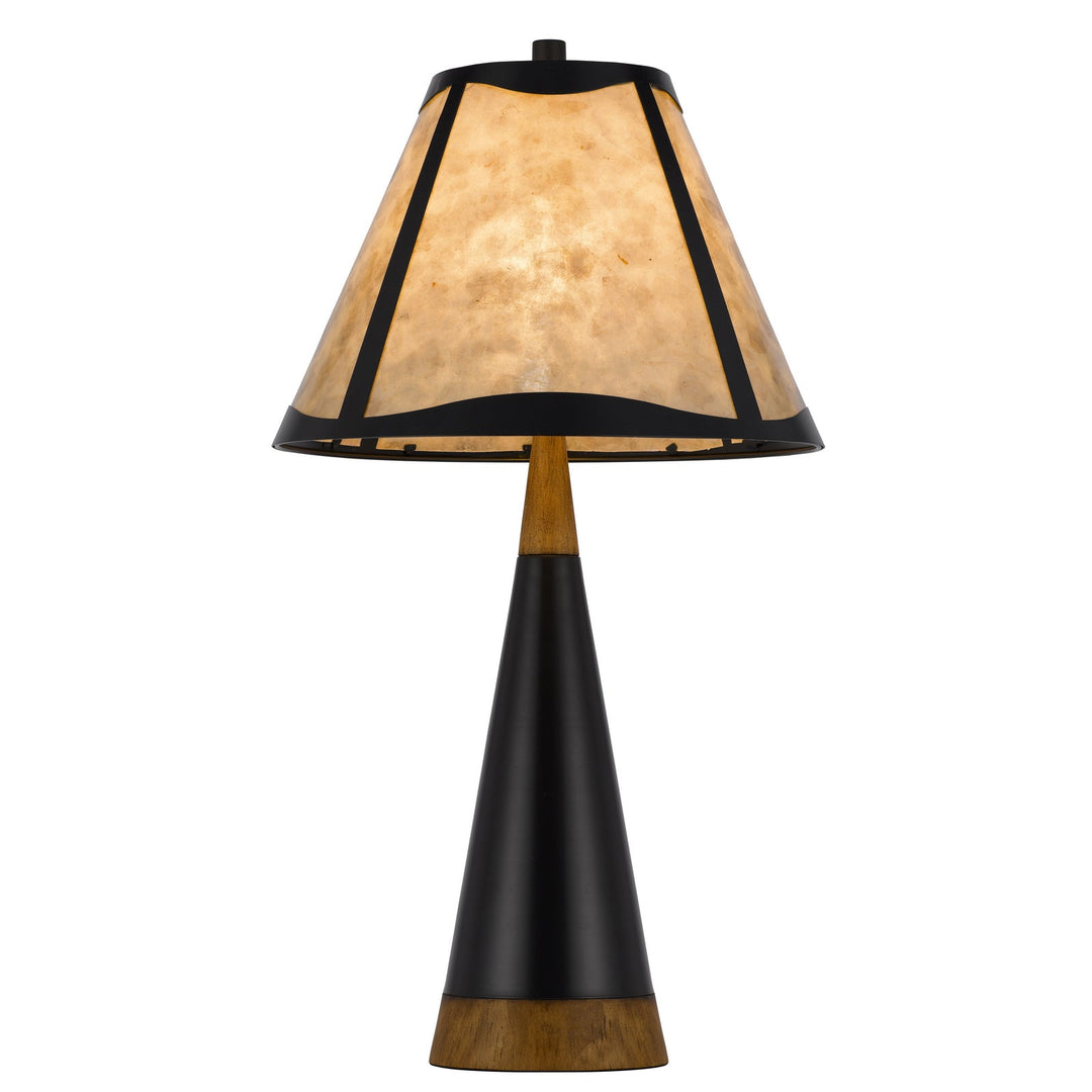 150W 3 WAY CLEMENTE METAL/BIRCH WOOD MICA TABLE LAMP Cal Lighting
