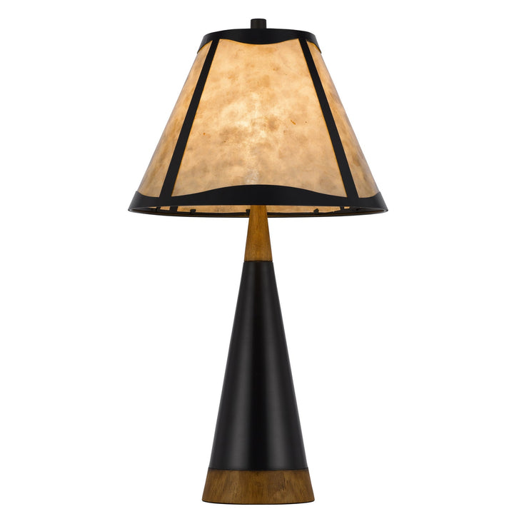 150W 3 WAY CLEMENTE METAL/BIRCH WOOD MICA TABLE LAMP Cal Lighting