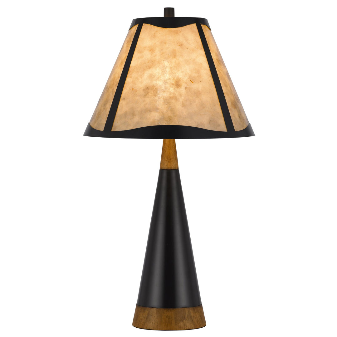 150W 3 WAY CLEMENTE METAL/BIRCH WOOD MICA TABLE LAMP Cal Lighting