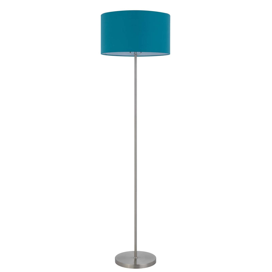 150W 3 WAYT CROMWELL METAL FLOOR LAMP WITH AQUA BLUE LINEN SHADE Cal Lighting