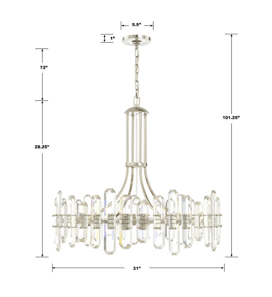 Crystorama Crystorama Bolton 12 Light Polished Nickel Chandelier