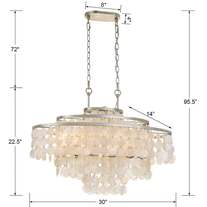 Crystorama Crystorama Brielle 6 Light Antique Silver Linear Chandelier