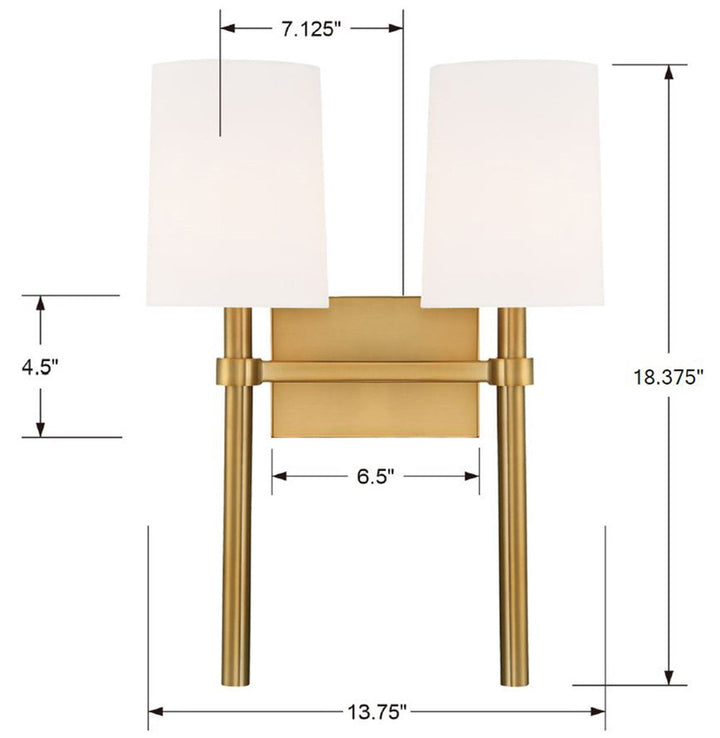 Crystorama Crystorama Bromley 2 Light Polished Nickel Sconce