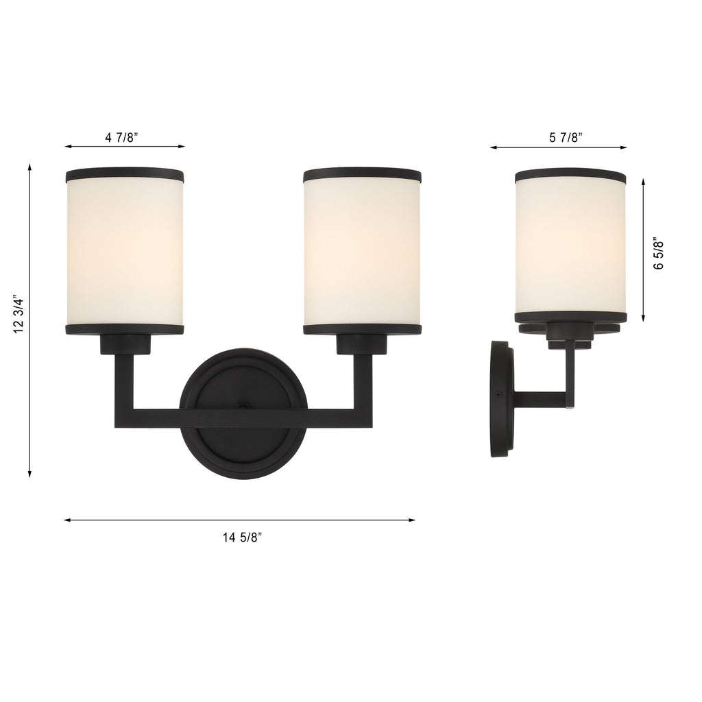Crystorama Crystorama Bryant 2 Light Black Forged Sconce