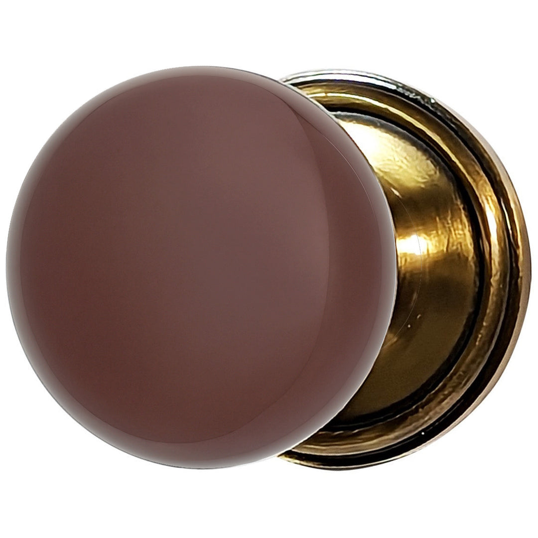 Traditional Rosette Door Set with Brown Porcelain Door Knobs (Several Finishes Available)