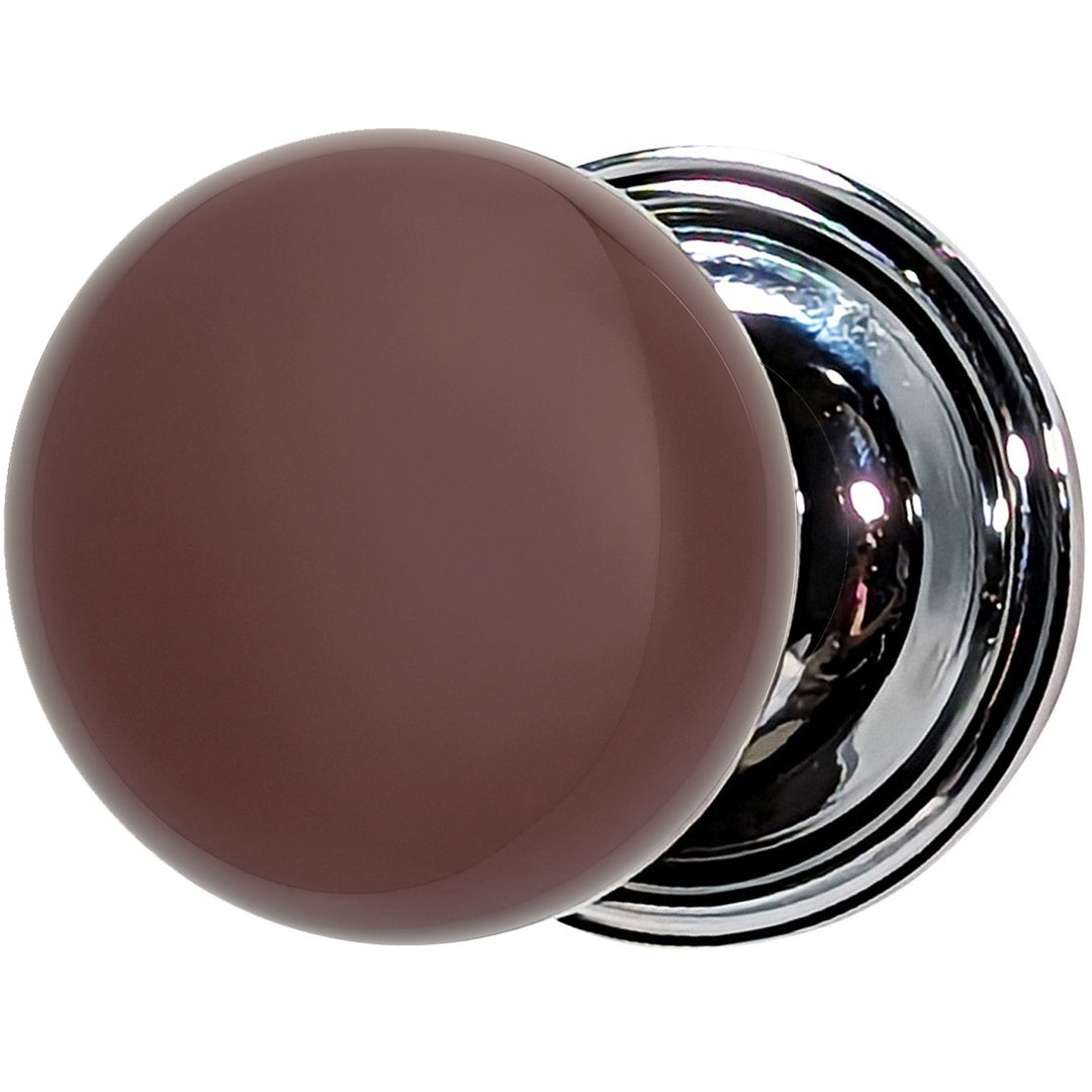 Traditional Rosette Door Set with Brown Porcelain Door Knobs (Several Finishes Available)