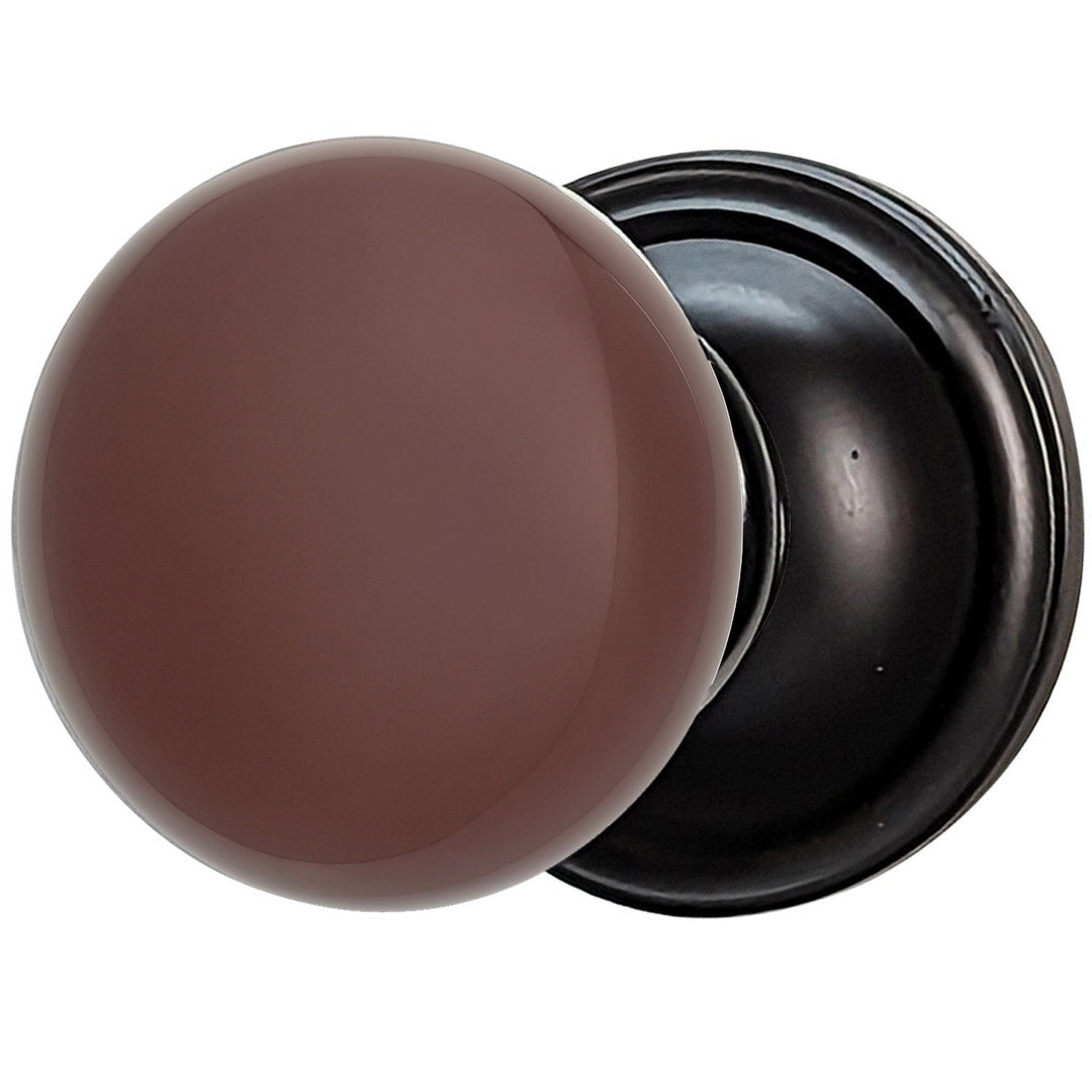 Traditional Rosette Door Set with Brown Porcelain Door Knobs (Several Finishes Available)