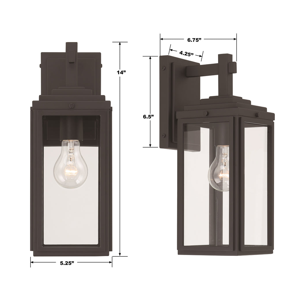 Crystorama Crystorama Byron 1 Light Matte Black Outdoor Sconce