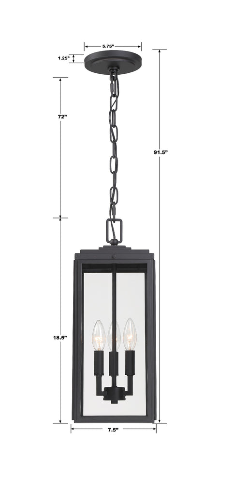 Crystorama Crystorama Byron 3 Light Matte Black Outdoor Pendant