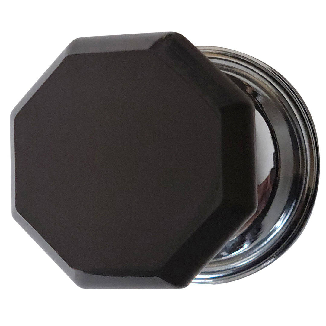 Traditional Rosette Door Set with Black Octagon Crystal Door Knobs (Several Finishes Available) COPPER MOUNTAIN HARDWARE