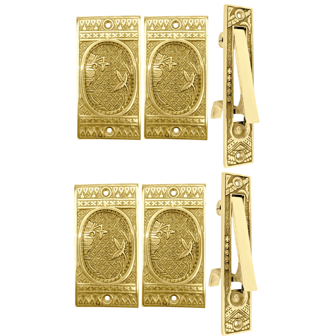 COPPER MOUNTAIN HARDWARE Broken Leaf Pattern Pocket Door Set in Several Finishes