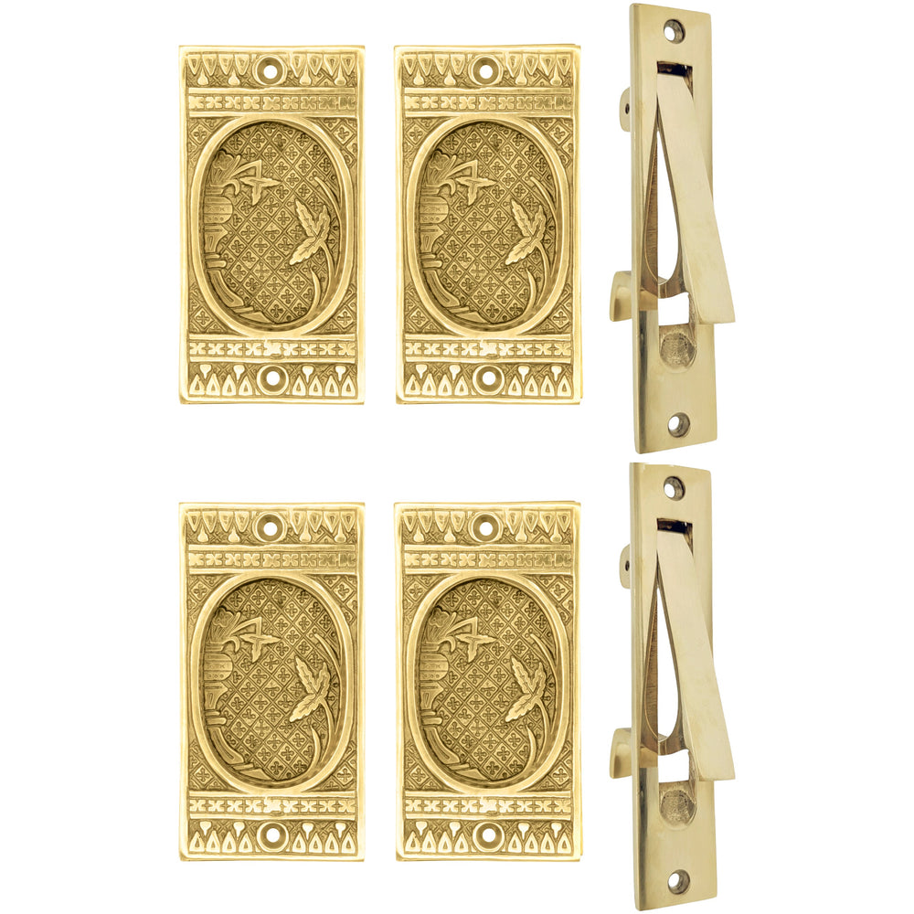 COPPER MOUNTAIN HARDWARE Broken Leaf Pattern Pocket Door Set in Several Finishes