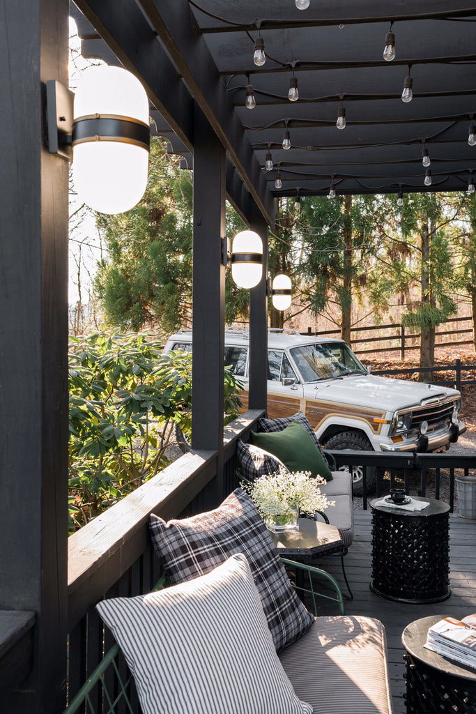 Crystorama Crystorama Brian Patrick Flynn Capsule 1 Light Matte Black + Textured Gold Outdoor Sconce