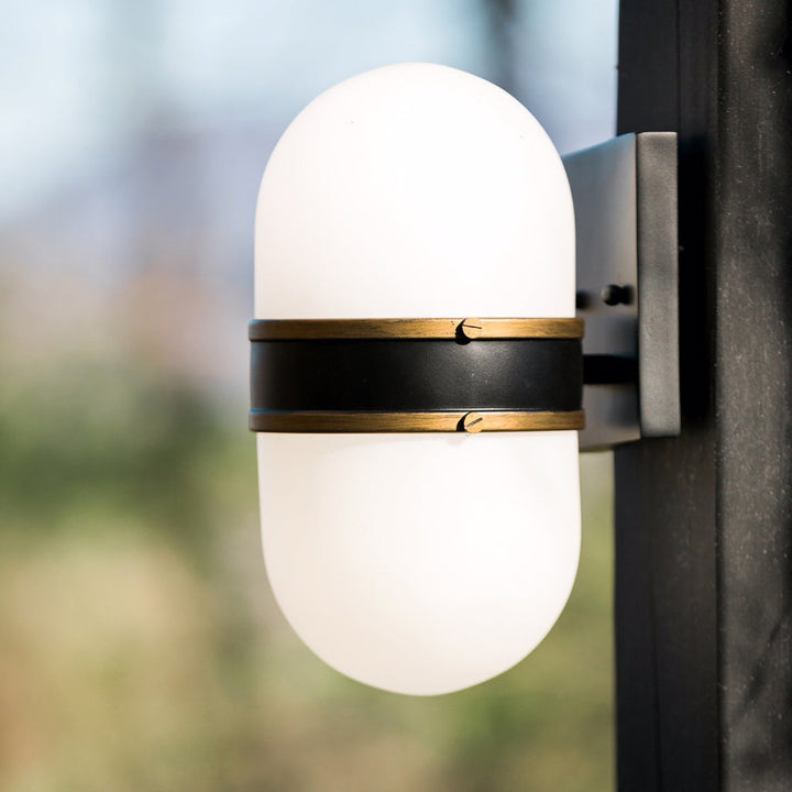 Crystorama Crystorama Brian Patrick Flynn Capsule 1 Light Matte Black + Textured Gold Outdoor Sconce