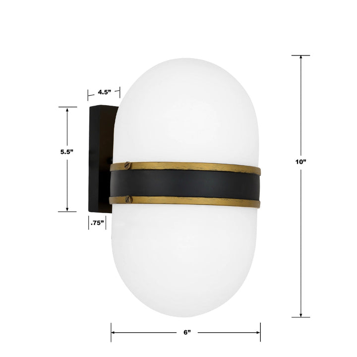 Crystorama Crystorama Brian Patrick Flynn Capsule 1 Light Matte Black + Textured Gold Outdoor Sconce