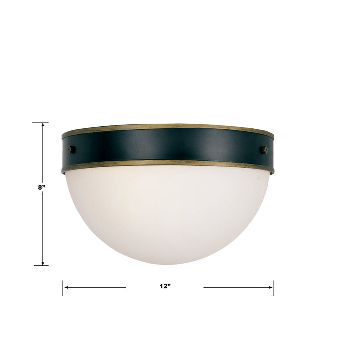 Crystorama Crystorama Brian Patrick Flynn Capsule 2 Light Matte Black + Textured Gold Outdoor Flush Mount