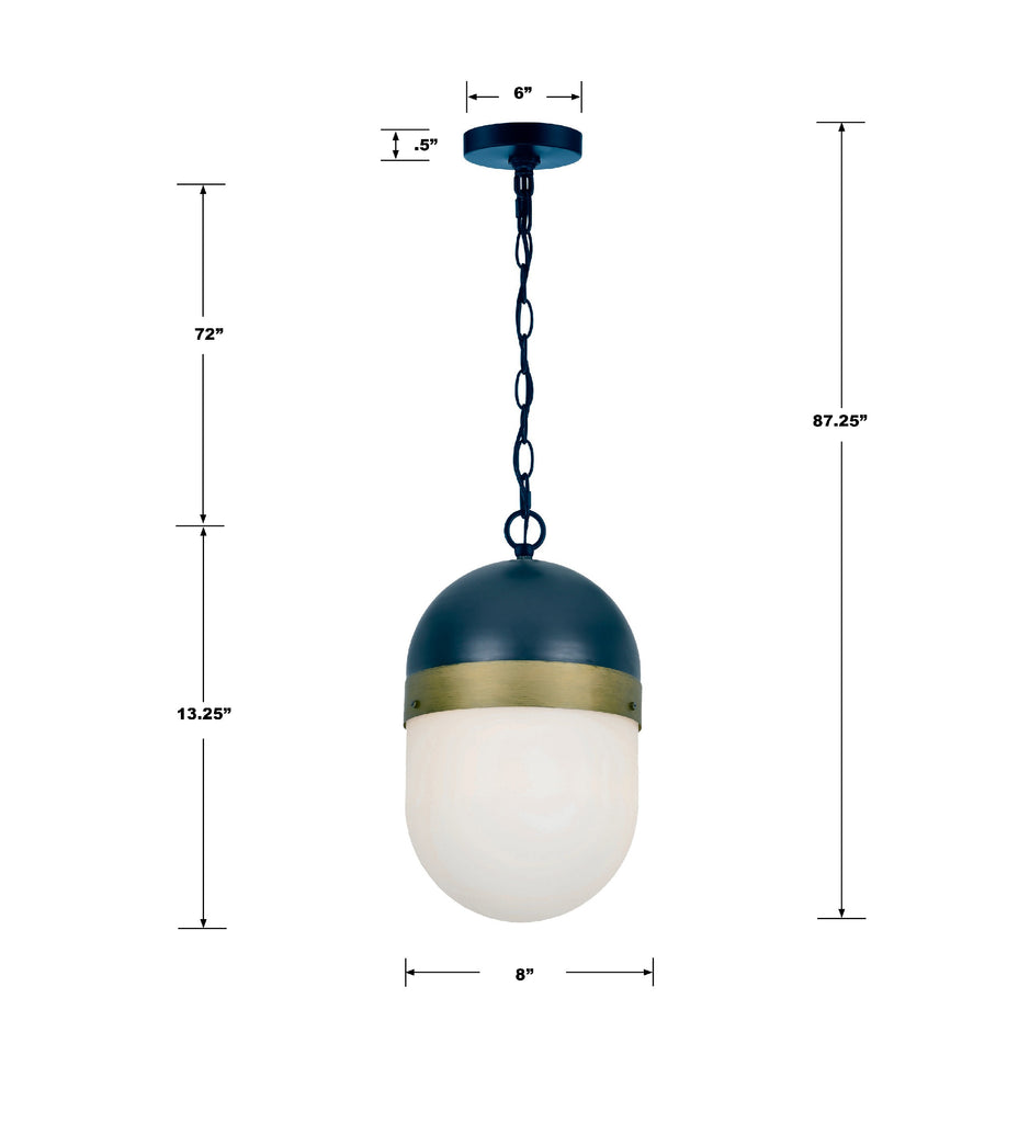 Crystorama Crystorama Brian Patrick Flynn Capsule 1 Light Matte Black + Textured Gold Outdoor Pendant