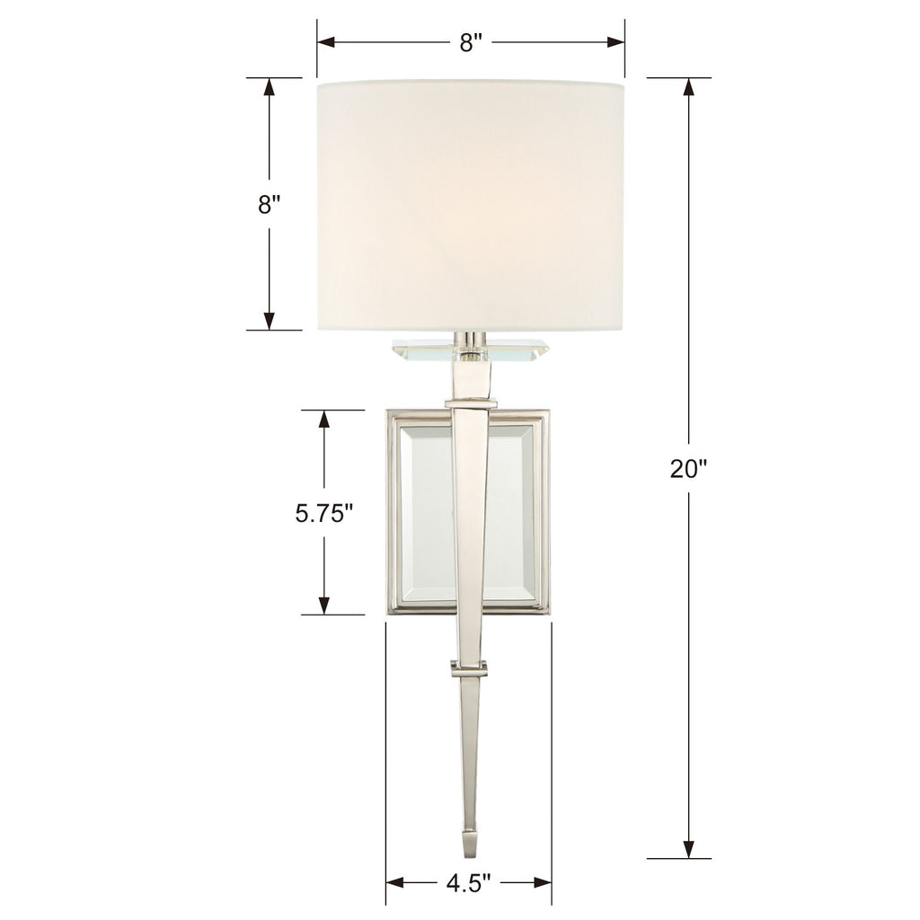 Crystorama Crystorama Clifton 1 Light Polished Nickel Sconce