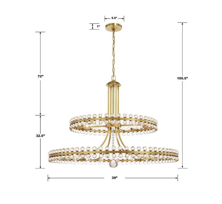 Crystorama Crystorama Clover 24 Light Aged Brass Two-tier Chandelier