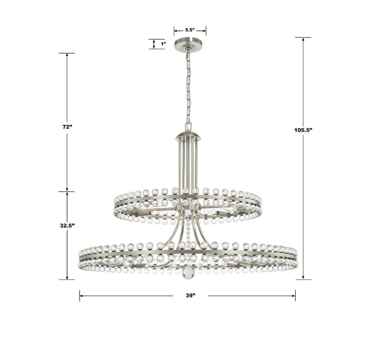 Crystorama Crystorama Clover 24 Light Aged Brass Two-tier Chandelier
