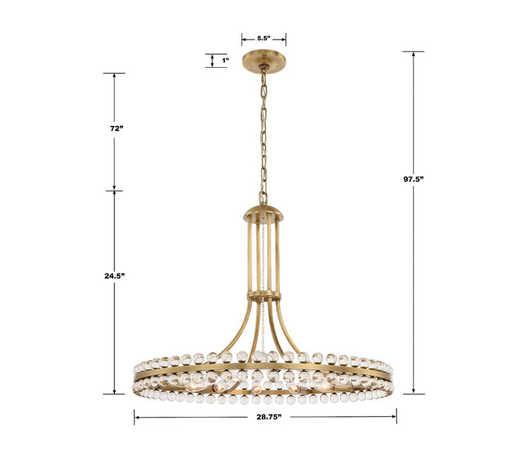 Crystorama Crystorama Clover 12 Light Aged Brass Chandelier