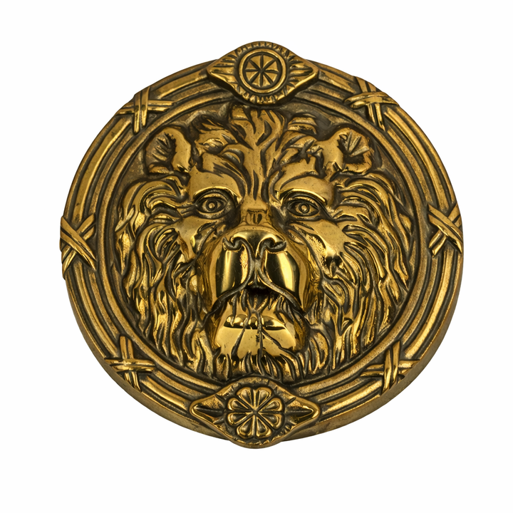 3 1/2 Inch Solid Brass Ribbon & Reed Lion Curtain Tie Back (Several Finishes Available)