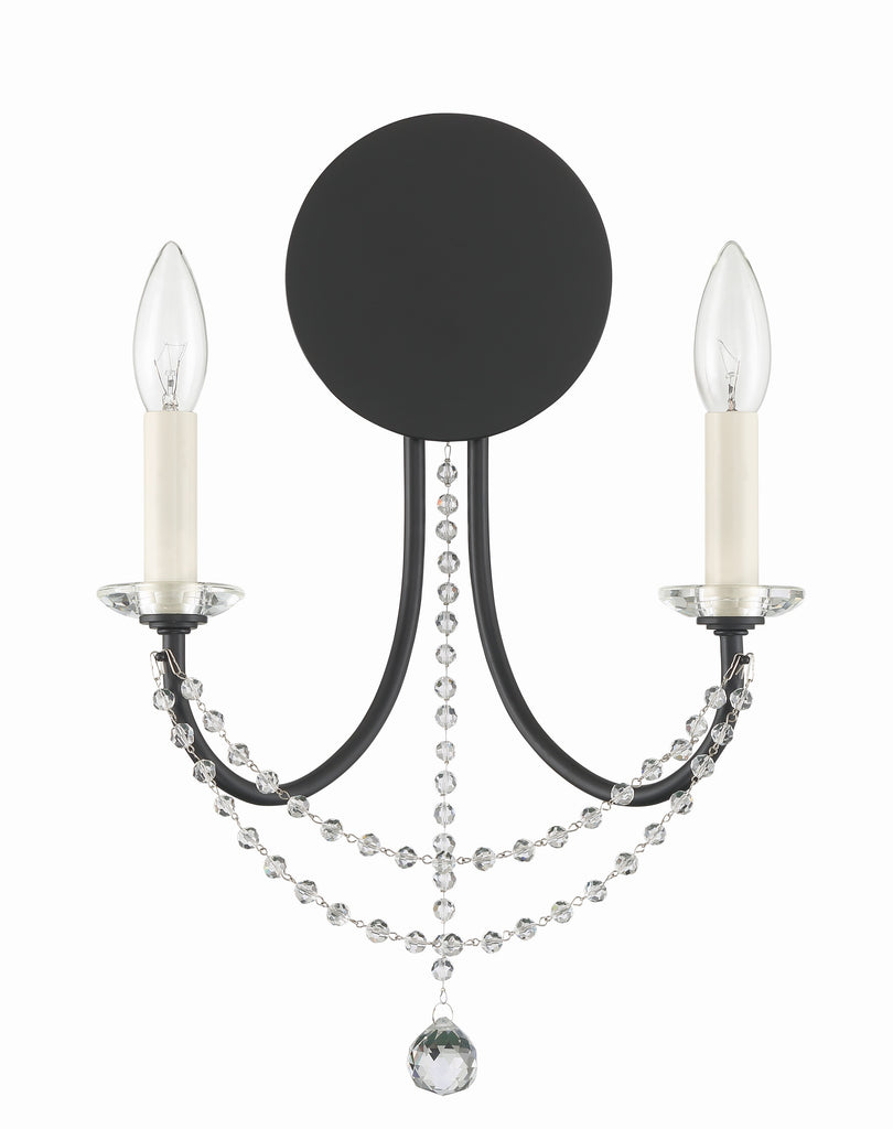 Crystorama Crystorama Delilah 2 Light Matte Black Sconce