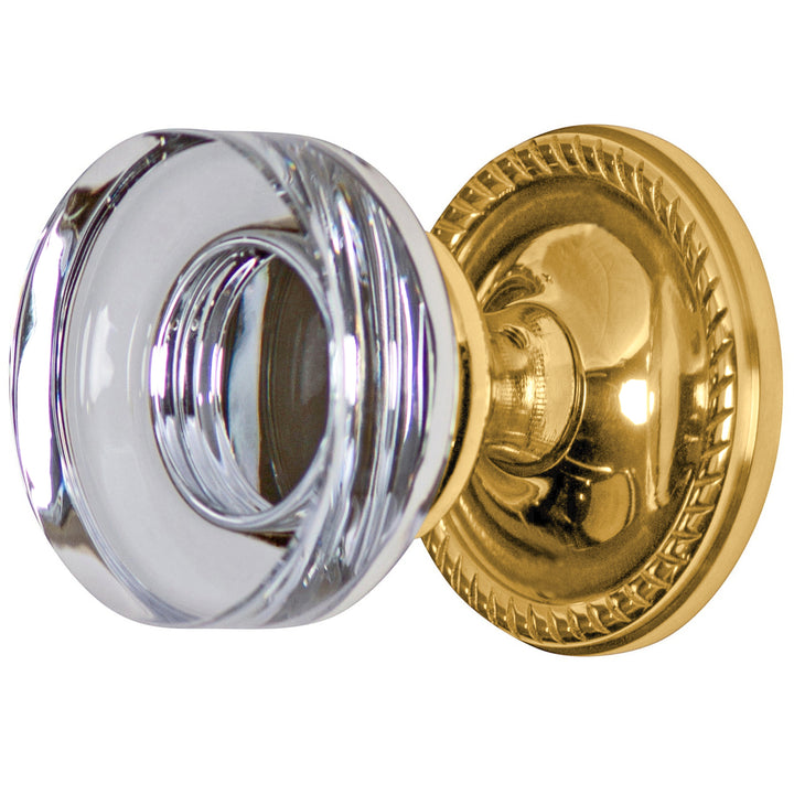 Georgian Roped Rosette Door Set with Disc Crystal Door Knobs (Several Finishes Available)