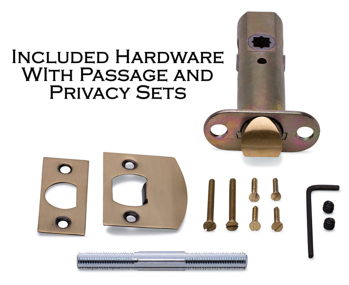 COPPER MOUNTAIN HARDWARE European Door Set With Art Deco Fanfare Knob in Several Finishes