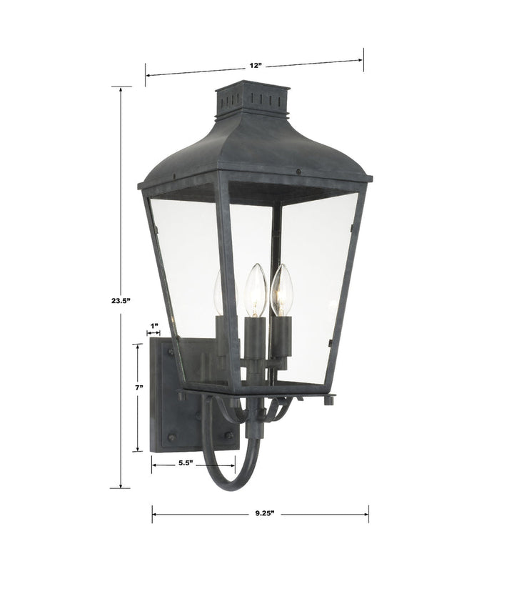 Crystorama Crystorama Dumont 3 Light Graphite Outdoor Sconce